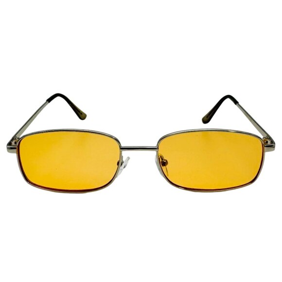 6044 | Orange Rectangle Retro Sunglasses - Picture 1 of 5